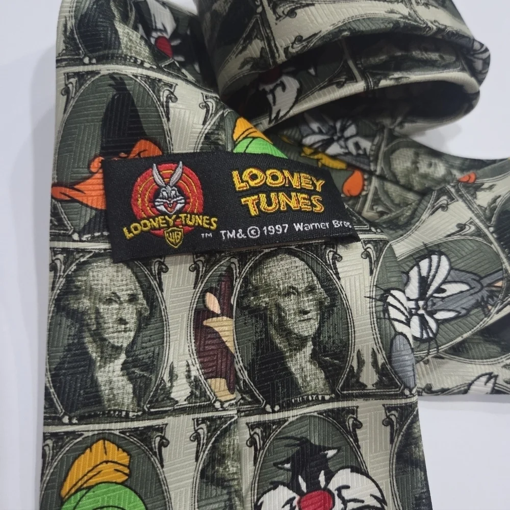1997 Looney Tunes Character Print Tie - Picture 3 of 6